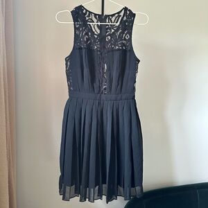 BCBGeneration Black Lace Pleated Dress